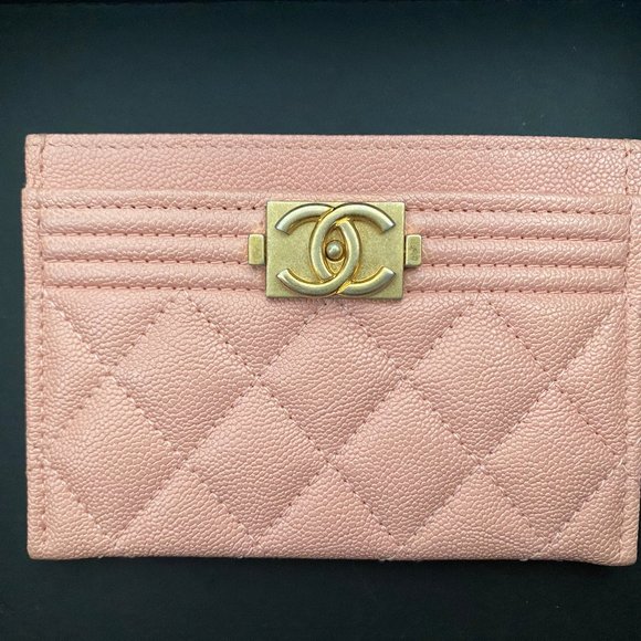Pink Chanel Boy Card Holder Caviar Quilted - Picture 4 of 5